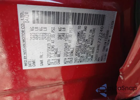 2024 Nissan Rogue Sl Intelligent Awd z USA, uszkodzony, nr VIN 5N1BT3CB4RC722240